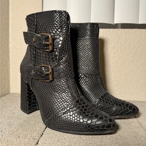 Freebird Joey Black Snakeskin Ankle Boots